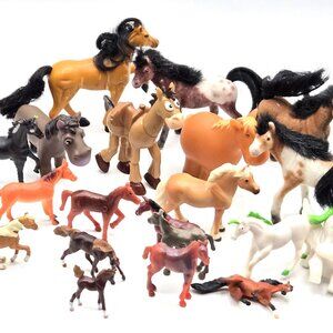 20 Small Horses Pony Hard Plastic Toys Assorted Colors, Sizes and Brands